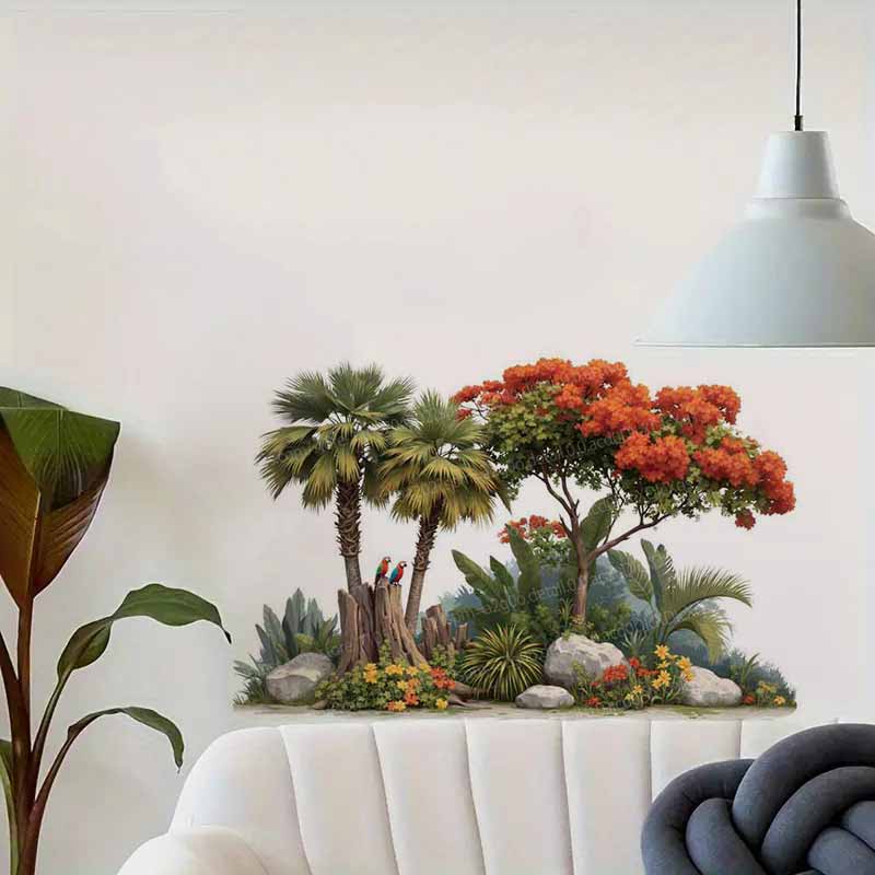 Tropical Plant Flower Tree Wal - Pvc Panel Background ulasan dan harga