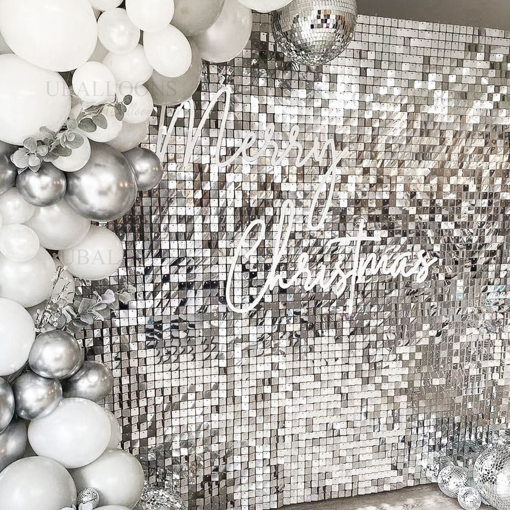 Silver Sequin Wall Backdrop Pa - Pvc Panel Background ulasan dan harga